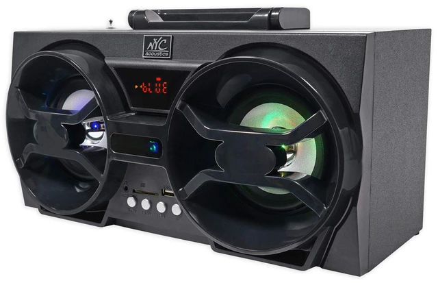 Alt view image 3 of 7 - NPB3 Dual 4" Portable Bluetooth Boombox Speaker+USB/SD/LED+Remote, Black