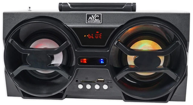 Alt view image 5 of 7 - NPB3 Dual 4" Portable Bluetooth Boombox Speaker+USB/SD/LED+Remote, Black