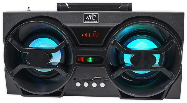 Alt view image 4 of 7 - NPB3 Dual 4" Portable Bluetooth Boombox Speaker+USB/SD/LED+Remote, Black