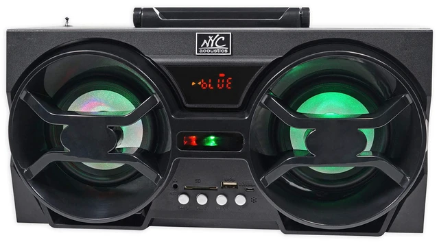 Alt view image 6 of 7 - NPB3 Dual 4" Portable Bluetooth Boombox Speaker+USB/SD/LED+Remote, Black
