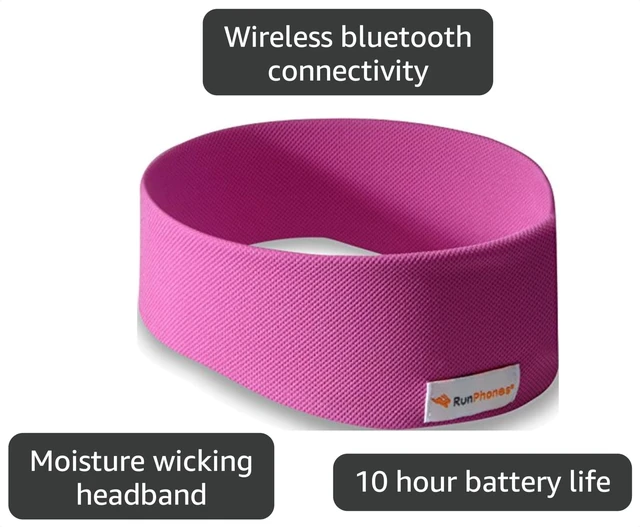 Alt view image 3 of 3 - AcousticSheep Wireless Bluetooth Headphones for Running, Exercise & More Flat Speakers Rechargeable Battery Lasts Up to 10 Hours Wild Orchid (Size L)