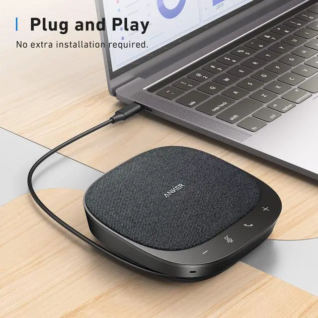 Alt view image 3 of 6 - PowerConf S330 USB Speakerphone for Home Office, Plug and Play | Conference Microphone, 360° Voice Coverage, Smart Voice Enhancement, Powerful Sound, Desktop PC Speaker, Online Meetings