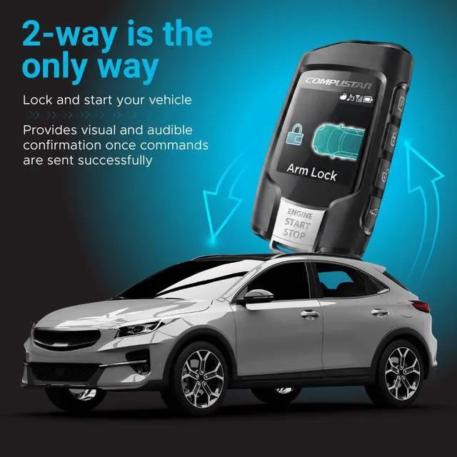 Alt view image 3 of 6 - 2WQ9R-FM Q9 2-Way LCD Replacement Remote Transmitter | 4-Button Color LCD Remote Start Replacement with 3000 Ft Range and 128-Bit FMX Encryption