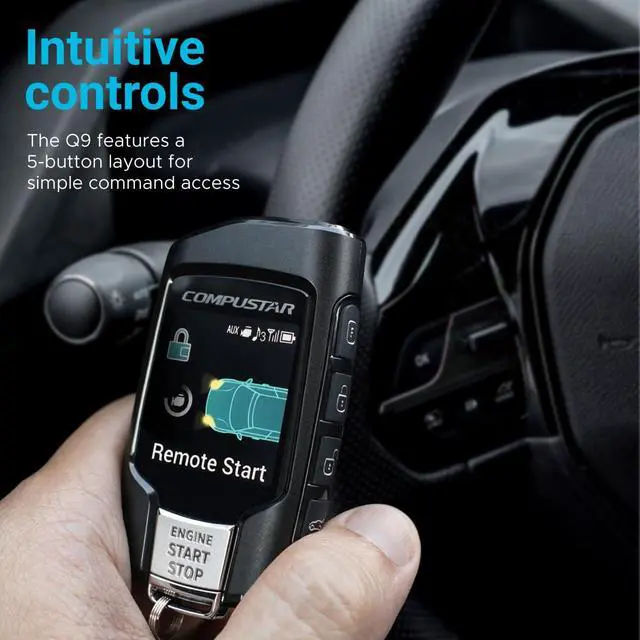 Alt view image 4 of 6 - 2WQ9R-FM Q9 2-Way LCD Replacement Remote Transmitter | 4-Button Color LCD Remote Start Replacement with 3000 Ft Range and 128-Bit FMX Encryption