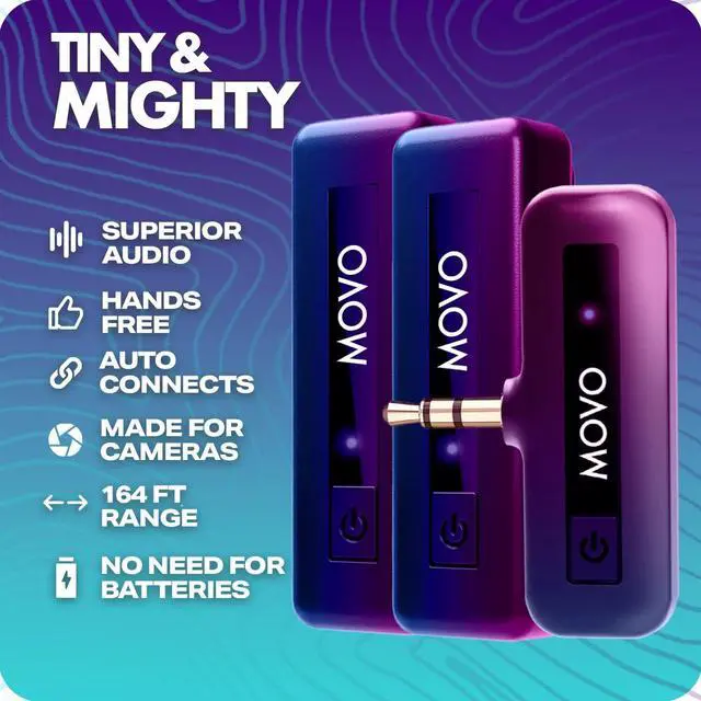 Alt view image 3 of 6 - Mini-Duo Wireless Microphones for Cameras, Wireless Camera Mini Mic - 3.5mm Lapel Microhone for Sony, Canon, and Nikon DSLR - 2.4Ghz Transmitter
