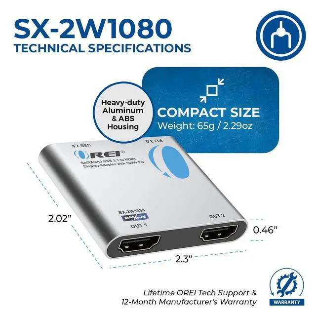 Alt view image 5 of 6 - SplitExtend HDMI Splitter Extended Display for Windows Only - 4K@30Hz | Dual Monitor - Multi-Monitor Display 3 Separate Screens - USB-C Adapter to HDMI 2.0 - 100W PD and USB 2.0 Input