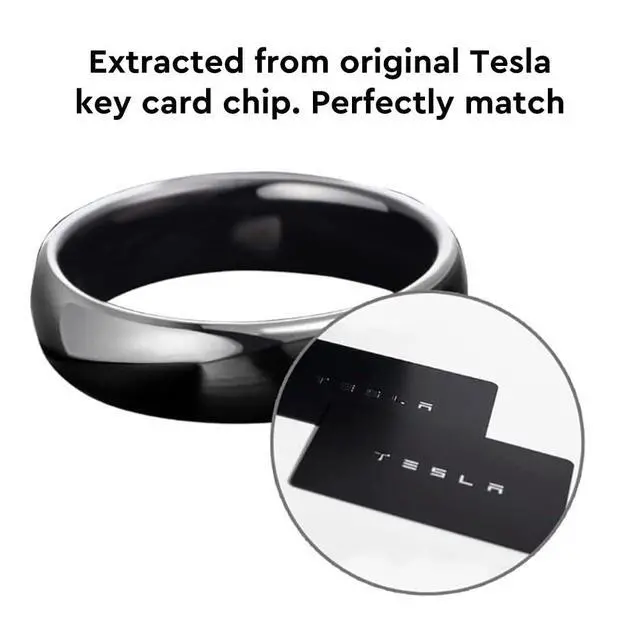 Alt view image 2 of 6 - Tesla Smart Ring Tesla Key Ring Accessories Key Card Model 3/Y Key Fob Replacement Ceramic RFID Smart Ring for Tesla Model 3 & Model Y(US Size 8)