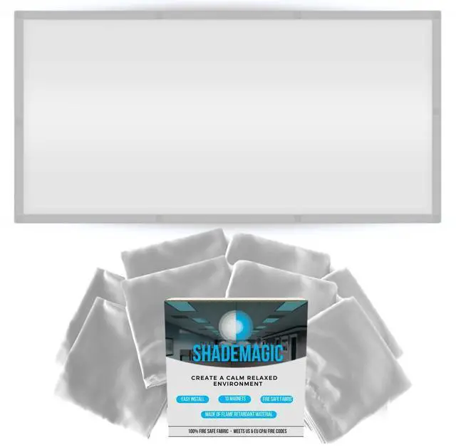 Main image of Fluorescent Light Covers for Classroom or Office - Light Filter Pack of (4); Eliminate Harsh Glare That Causing Eyestrain and Head Strain. Office Classroom Decorations Light Diffusers Gray
