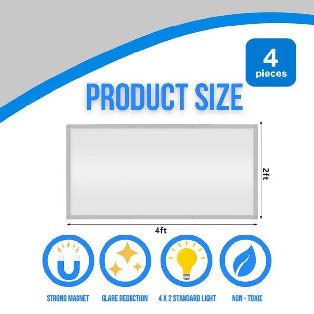 Alt view image 2 of 6 - Fluorescent Light Covers for Classroom or Office - Light Filter Pack of (4); Eliminate Harsh Glare That Causing Eyestrain and Head Strain. Office Classroom Decorations Light Diffusers Gray