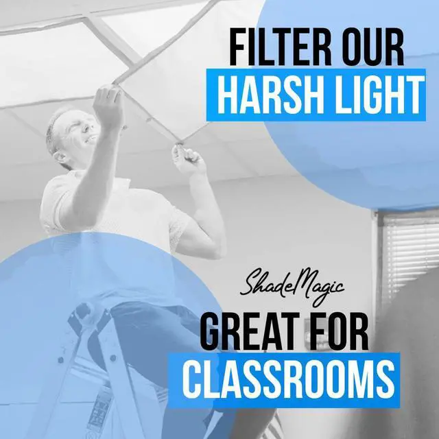Alt view image 6 of 6 - Fluorescent Light Covers for Classroom or Office - Light Filter Pack of (4); Eliminate Harsh Glare That Causing Eyestrain and Head Strain. Office Classroom Decorations Light Diffusers Gray