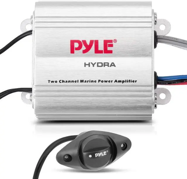 Main image of Hydra Marine Amplifier - Upgraded Elite Series 400 Watt 2 Channel Micro Amplifier - Waterproof, GAIN Level Controls, RCA Stereo Input, 3.5mm Jack & Volume Control (PLMRMP1A)