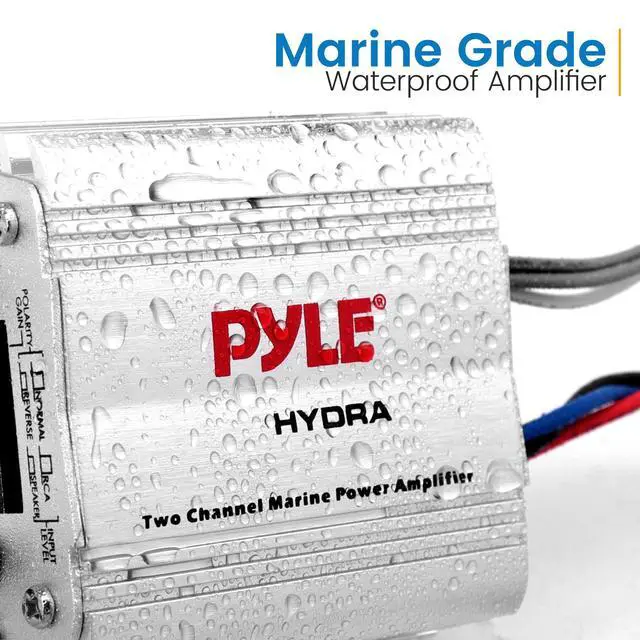 Alt view image 4 of 6 - Hydra Marine Amplifier - Upgraded Elite Series 400 Watt 2 Channel Micro Amplifier - Waterproof, GAIN Level Controls, RCA Stereo Input, 3.5mm Jack & Volume Control (PLMRMP1A)