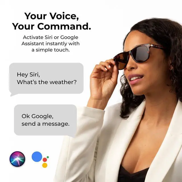 Alt view image 6 of 6 - AURA Smart Audio Glasses, Bluetooth Open-Ear Smart Glasses with Hands-Free Calling, Dual Microphones, Voice Assistant, Touch Controls, Blue Light or UV400 Sunglass Lenses,Up to 6 Hours Playtime