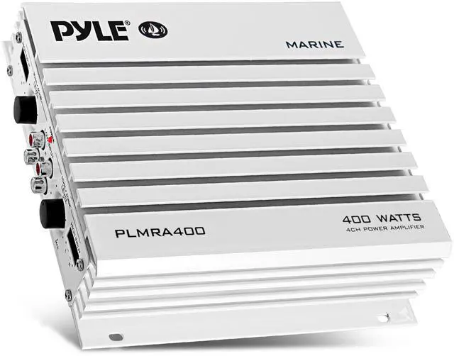 Main image of Hydra Marine Amplifier - Upgraded Elite Series 400 Watt 4 Channel Audio Amplifier, Waterproof, 12 volt, Dual MOSFET Power Supply, GAIN Level Controls, RCA Stereo Input & LED Indicator - PLMRA400