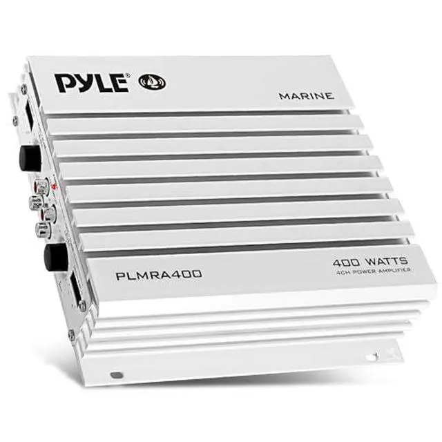 Alt view image 2 of 6 - Hydra Marine Amplifier - Upgraded Elite Series 400 Watt 4 Channel Audio Amplifier, Waterproof, 12 volt, Dual MOSFET Power Supply, GAIN Level Controls, RCA Stereo Input & LED Indicator - PLMRA400