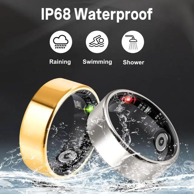 Alt view image 2 of 6 - Smart Health Ring for Women Men: Fitness Tracker Ring with Heart Rate,Blood Oxygen,Sleep Monitor,Stress,Steps Counter,IP68 Waterproof for iOS & Android,No APP Fees (Rose Gold,6#)
