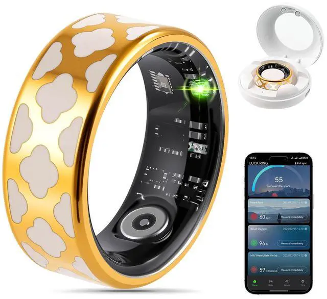 Main image of Smart Health Ring for Women Men: Fitness Tracker Ring with Heart Rate,Blood Oxygen,Sleep Monitor,Stress,Steps Counter,IP68 Waterproof for iOS & Android,No APP Fees (Enamel,10#)