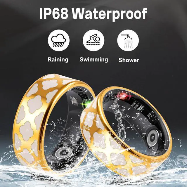 Alt view image 2 of 6 - Smart Health Ring for Women Men: Fitness Tracker Ring with Heart Rate,Blood Oxygen,Sleep Monitor,Stress,Steps Counter,IP68 Waterproof for iOS & Android,No APP Fees (Enamel,10#)