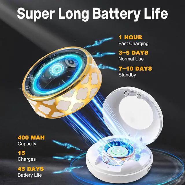 Alt view image 5 of 6 - Smart Health Ring for Women Men: Fitness Tracker Ring with Heart Rate,Blood Oxygen,Sleep Monitor,Stress,Steps Counter,IP68 Waterproof for iOS & Android,No APP Fees (Enamel,10#)