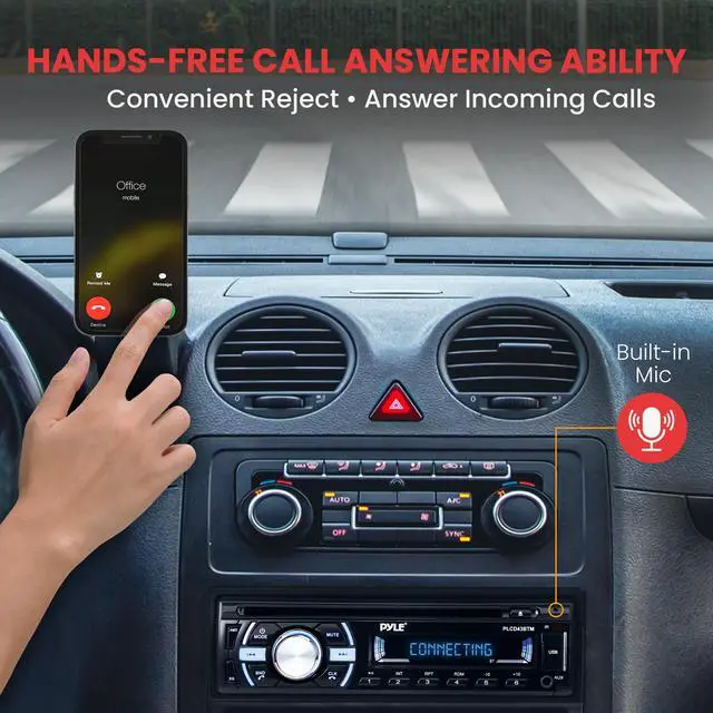 Alt view image 4 of 6 - Boat Bluetooth Marine Stereo Receiver - Marine Head Unit Din Single Stereo Speaker Receiver - Wireless Music Streaming, Hands-Free Calling, CD Player/MP3/USB/AUX/ AM FM Radio -PLCD43BTM (Black)