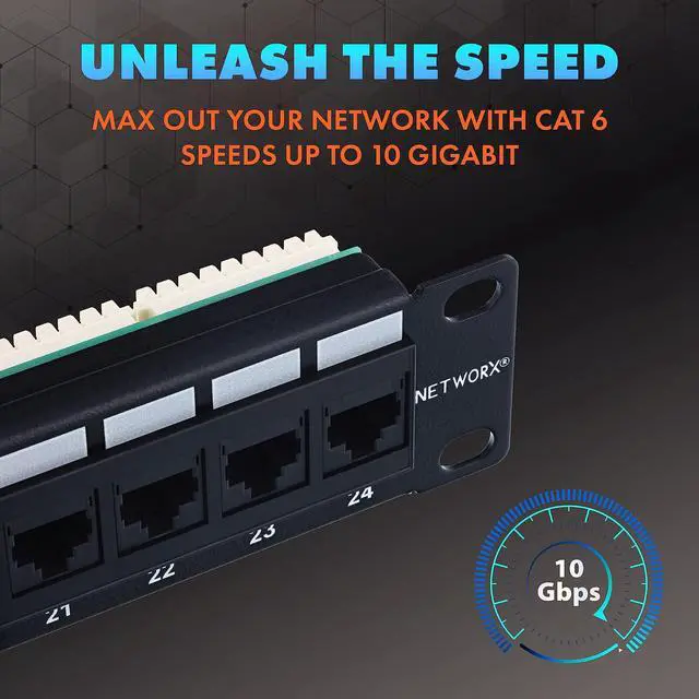 Alt view image 2 of 6 - Networx CAT6 Patch Panel - 24 Port, 1U, Rack Mount, TAA Compliant