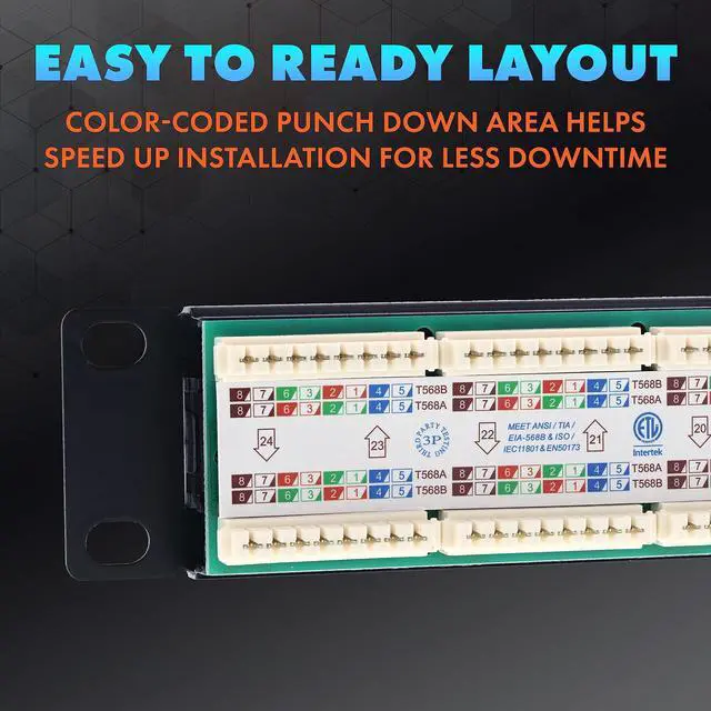 Alt view image 3 of 6 - Networx CAT6 Patch Panel - 24 Port, 1U, Rack Mount, TAA Compliant