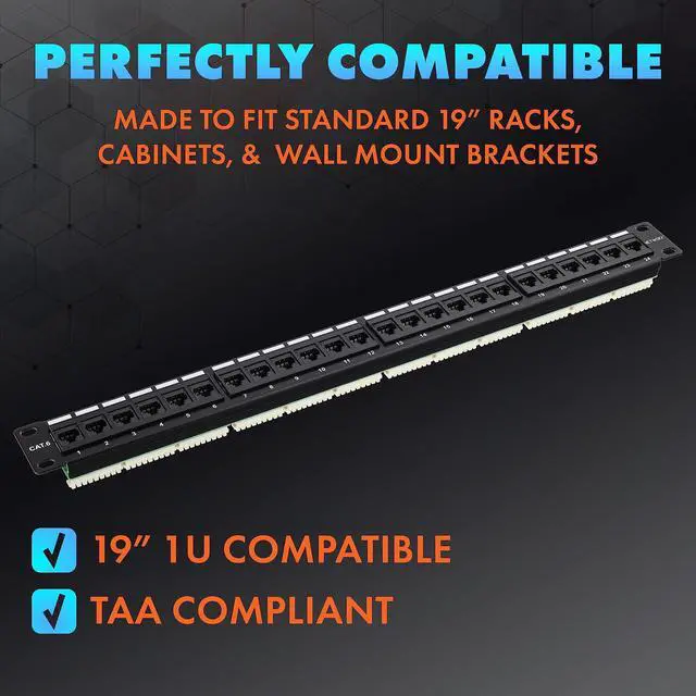 Alt view image 4 of 6 - Networx CAT6 Patch Panel - 24 Port, 1U, Rack Mount, TAA Compliant
