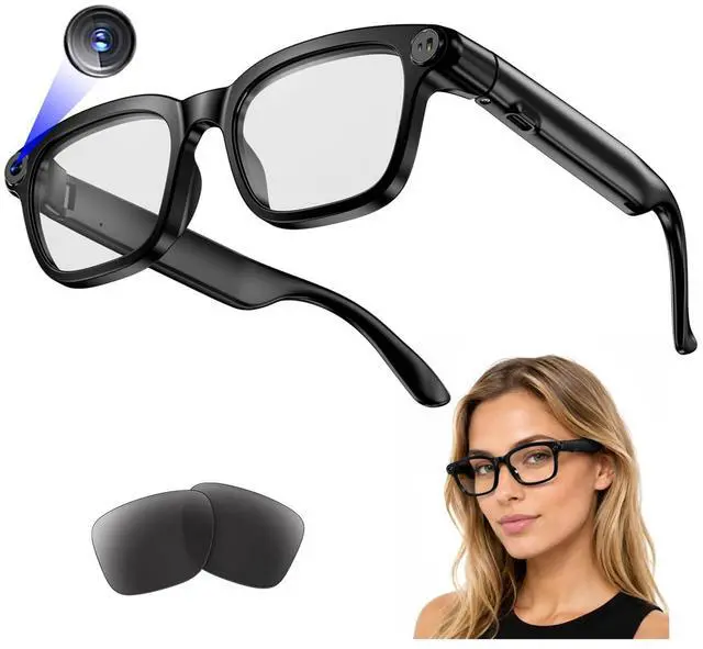Main image of AI Smart Glasses with Camera,Photo Capture &4k Video Recording Glasses,Real-Time Translation, Open-Ear Audio, Object Recognition, Bluetooth Sunglasses with AI Assistantfor Vlogging, Travel, Business