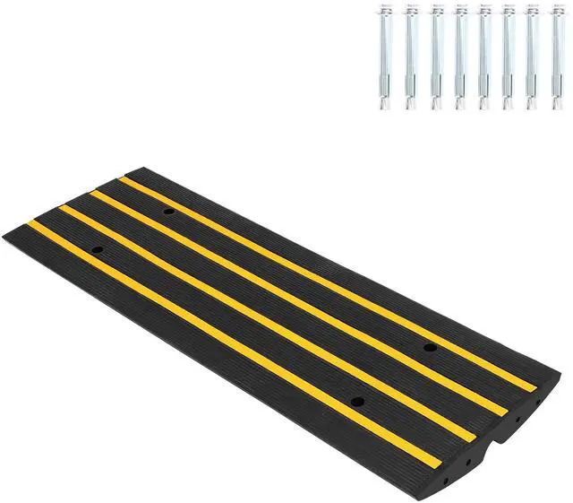 Main image of 1 Pack 2.4" Rubber Curb Ramps 50 Ton Heavy Duty Driveway Transition Ramp | with Cable Channel for Garage Street Storefront