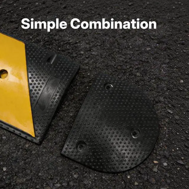 Alt view image 2 of 2 - 2PCs Rubber Speed Bump End Cap, Speed Hump End Cap,Durable Speed Hump Terminal Driveway,Speed Bump end Unit (2, End Cap)