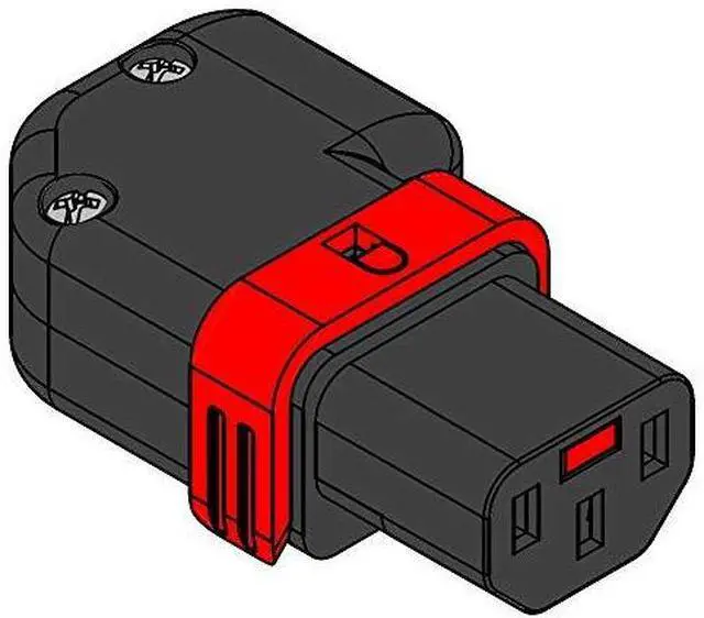 Alt view image 3 of 4 - IEC Lock+ Rewireable (Left/Right Angle). The World's First Locking rewireable IEC320-C13 Connector. No More accidential unplugging or disconnections. Webber PA130100RBK