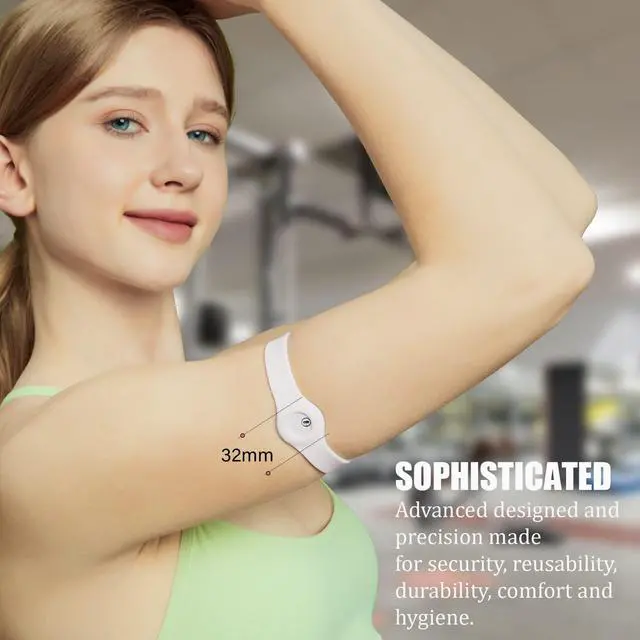 Alt view image 2 of 6 - Glucose Monitor Sensor Cover Armband Compatible for Freestyle CGM Libre 3| Silicone Adjustable Trim to Fit, & Quickly Put-on- Waterproof, Hypoallergenic Baby Pink