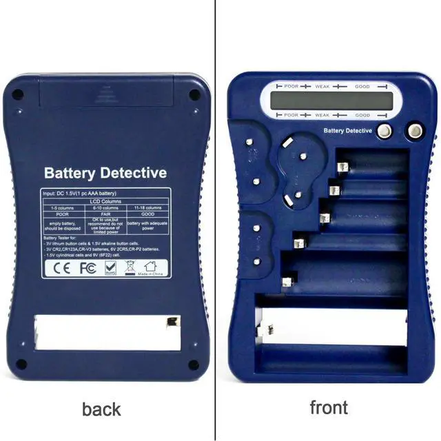 Alt view image 3 of 6 - 12 Type Battery Tester with LCD Display, AAA Battery & Cloth, for Household Batteries AA AAA C D 9V CR2032 CR123A N/LR1 CR2 CR-V3 2CR5 CR-P2 1.5V/3V Button Cell Batteries (Blue)