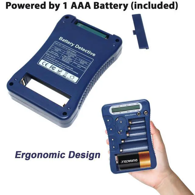 Alt view image 6 of 6 - 12 Type Battery Tester with LCD Display, AAA Battery & Cloth, for Household Batteries AA AAA C D 9V CR2032 CR123A N/LR1 CR2 CR-V3 2CR5 CR-P2 1.5V/3V Button Cell Batteries (Blue)