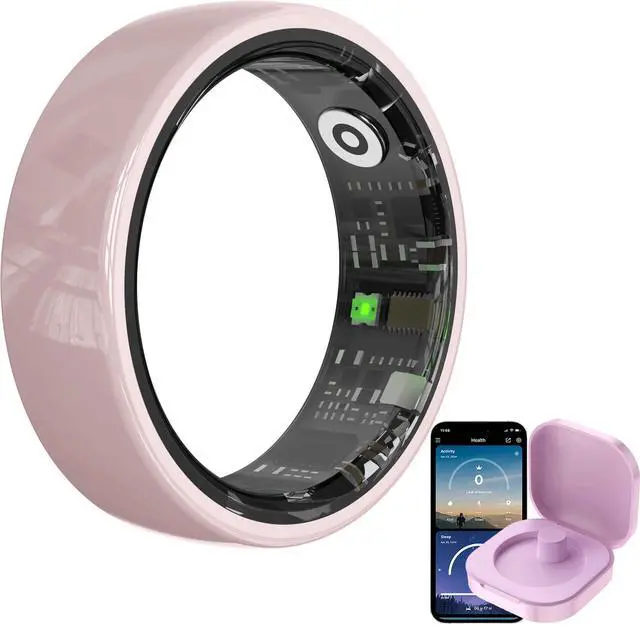 Main image of Smart Rings for Women Ladies Heart Rate Monitor Sleep Tracker Stress Monitor Mens Fitness Rings Pedometer Step Counter Gesture Control Intelligent Health Couple Ring Pink
