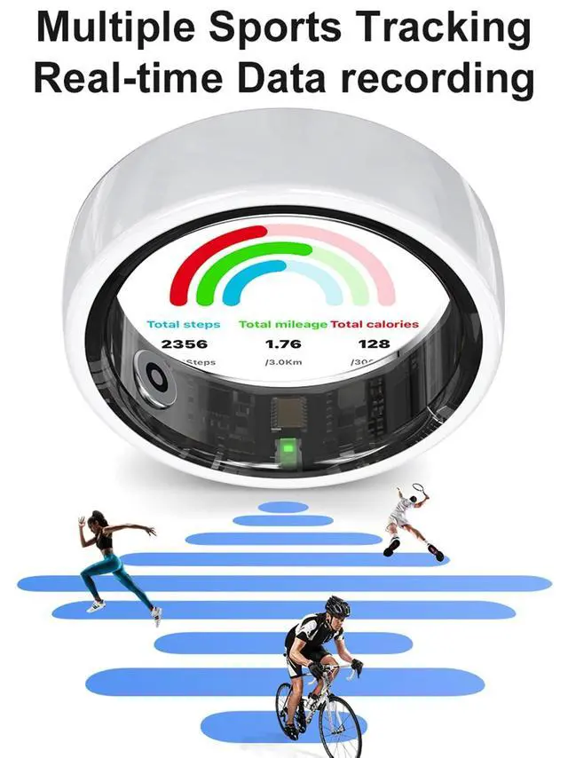 Alt view image 4 of 6 - Smart Rings for Women Ladies Heart Rate Monitor Sleep Tracker Stress Monitor Mens Fitness Rings Pedometer Step Counter Gesture Control Intelligent Health Couple Ring Pink