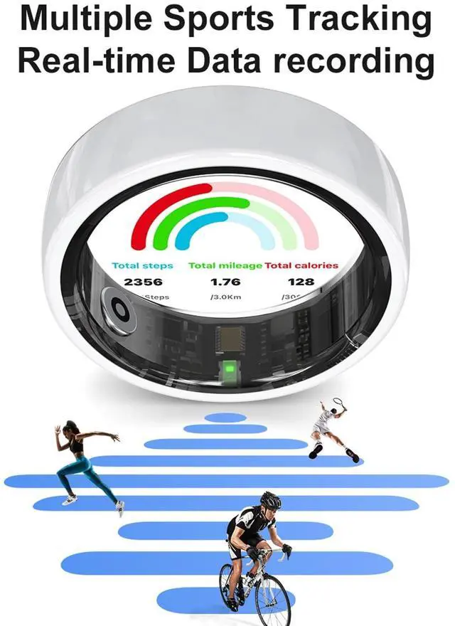 Alt view image 4 of 6 - Smart Rings for Women Ladies Heart Rate Monitor Sleep Tracker Stress Monitor Mens Fitness Rings Pedometer Step Counter Gesture Control Intelligent Health Couple Ring Pink