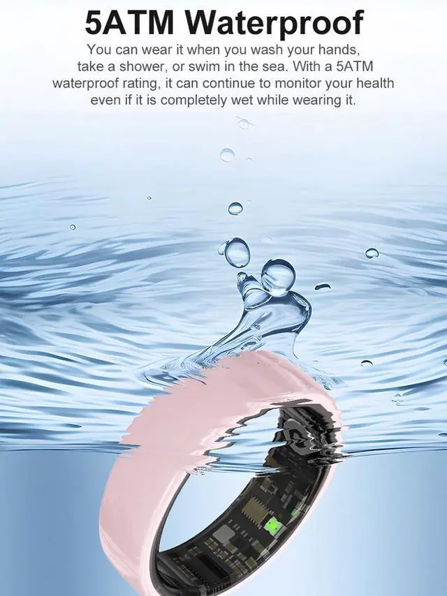Alt view image 5 of 6 - Smart Rings for Women Ladies Heart Rate Monitor Sleep Tracker Stress Monitor Mens Fitness Rings Pedometer Step Counter Gesture Control Intelligent Health Couple Ring Pink