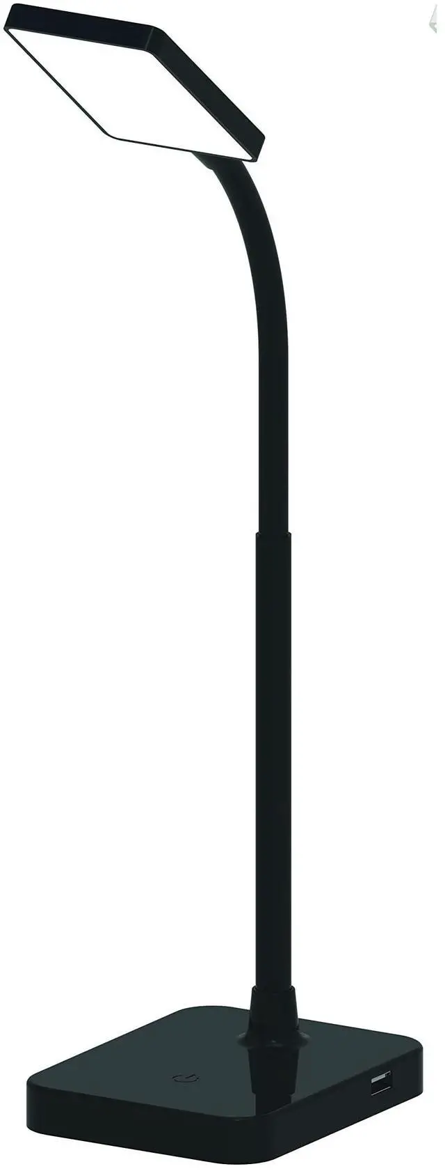 Main image of 11.9 in. Black Integrated LED Slim Desk Lamp with USB Charging Port and Adjustable Lamp Head