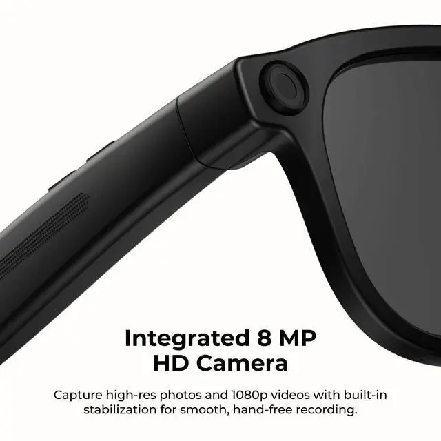 Alt view image 3 of 6 - Aura Pro AI Smart Glasses with 1080p Camera, Bluetooth Audio Sunglasses, Open-Ear Speakers, AI Translation, Object Recognition, Blue Light & UV Protection, 7-Hour Battery