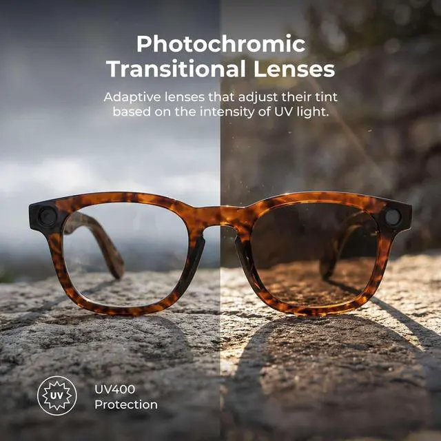 Alt view image 6 of 6 - Aura Pro AI Smart Glasses with 1080p Camera, Bluetooth Audio Sunglasses, Open-Ear Speakers, AI Translation, Object Recognition, Blue Light & UV Protection, 7-Hour Battery