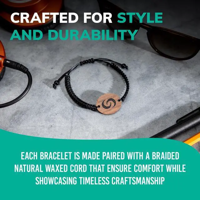 Alt view image 4 of 6 - Digital Business Card Bracelet with Tap to Share Info for iOS & Android | Instant App-Free Sharing, Lightweight Smart Band, Woven, Wooden Bracelet