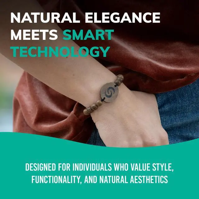Alt view image 3 of 6 - Digital Business Card Bracelet with Tap to Share Info for iOS & Android | Instant App-Free Sharing, Lightweight Smart Band, Beaded, Wooden Bracelet