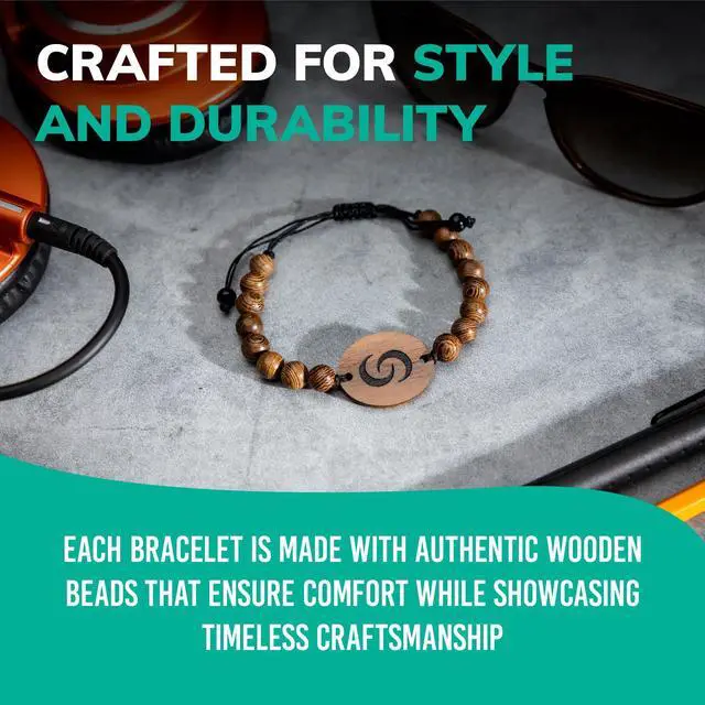 Alt view image 4 of 6 - Digital Business Card Bracelet with Tap to Share Info for iOS & Android | Instant App-Free Sharing, Lightweight Smart Band, Beaded, Wooden Bracelet
