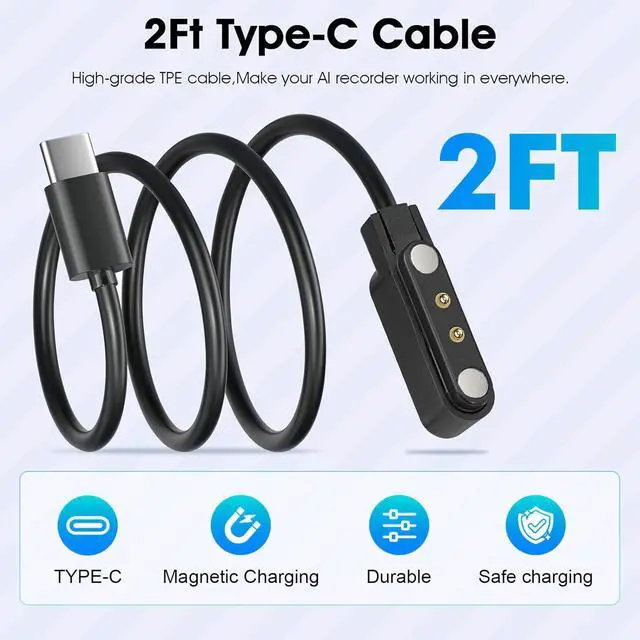 Alt view image 3 of 5 - Compatible for SkyCaddie Watch Charger, Charging Replacement Cable Compatible for SkyCaddie LX2, LX5, LX5C GPS Touchscreen Smart Watches. (Black, Type C)