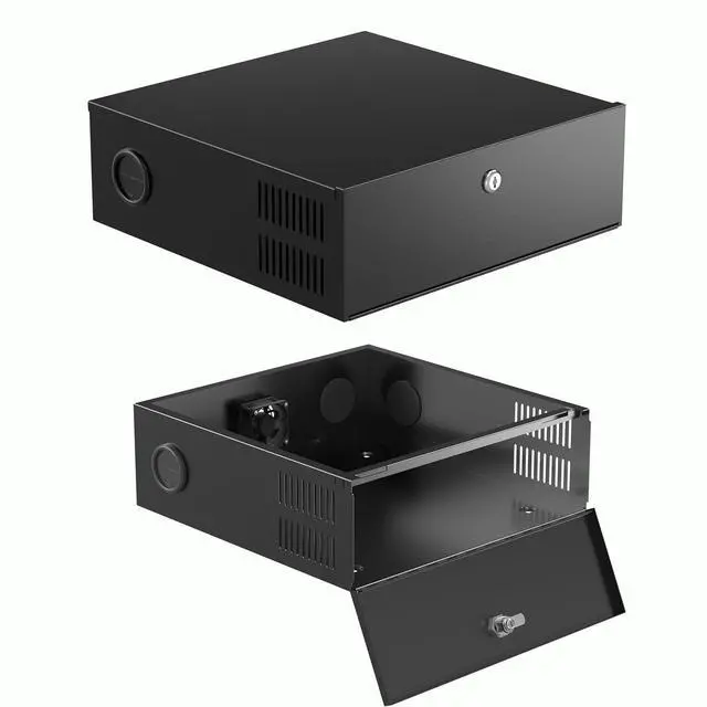 Main image of Heavy Duty DVR Lock Box, Security Lockbox NVR, 15.5 x 15.5 x 5.5 | Heavy Duty 18 Gauge Steel Security Enclosure with AC Fan Removable Lid, Storage Locker for DVR Equipment Camera Enclosure