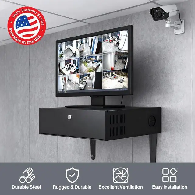 Alt view image 2 of 6 - Heavy Duty DVR Lock Box, Security Lockbox NVR, 15.5 x 15.5 x 5.5 | Heavy Duty 18 Gauge Steel Security Enclosure with AC Fan Removable Lid, Storage Locker for DVR Equipment Camera Enclosure