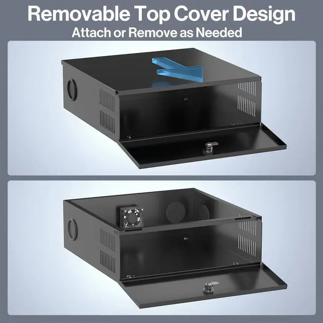 Alt view image 5 of 6 - Heavy Duty DVR Lock Box, Security Lockbox NVR, 15.5 x 15.5 x 5.5 | Heavy Duty 18 Gauge Steel Security Enclosure with AC Fan Removable Lid, Storage Locker for DVR Equipment Camera Enclosure