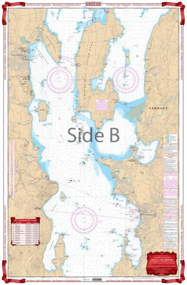 Alt view image 2 of 2 - Standard Navigation, 12 Northern Lake Champlain - Burlington to Richelieu, Easy-to-Read, Waterproof Paper, Tear Resistant, Printed on two sides, 2 charts in 1, NOAA ChartsRiver