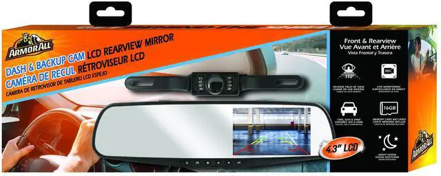 Main image of Armor All 720P HD Rearview Mirror Dash and Backup Camera, Instant Motion Detection, 110-Degree Reverse Field of View, 4.3 LCD Screen, Easy Dashboard Installation